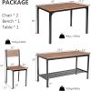 imageGiantex Dining Table Set for 4 43quot Kitchen Table and Chairs Dining Bench with Metal Frame ampamp Storage Rack 4Piece Modern Functional Desk Set for Dinette Small Space Apartment Restaurant BrownBrown