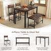 imageGiantex Dining Table Set for 4 43quot Kitchen Table and Chairs Dining Bench with Metal Frame ampamp Storage Rack 4Piece Modern Functional Desk Set for Dinette Small Space Apartment Restaurant BrownCoffee