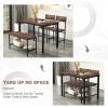 imageGiantex Dining Table Set for 4 43quot Kitchen Table and Chairs Dining Bench with Metal Frame ampamp Storage Rack 4Piece Modern Functional Desk Set for Dinette Small Space Apartment Restaurant BrownCoffee