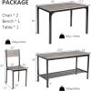 imageGiantex Dining Table Set for 4 43quot Kitchen Table and Chairs Dining Bench with Metal Frame ampamp Storage Rack 4Piece Modern Functional Desk Set for Dinette Small Space Apartment Restaurant BrownBlack Oak