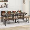 imageGiantex Dining Table Set for 4 43quot Kitchen Table and Chairs Dining Bench with Metal Frame ampamp Storage Rack 4Piece Modern Functional Desk Set for Dinette Small Space Apartment Restaurant BrownRustic Brown
