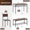 imageGiantex Dining Table Set for 4 43quot Kitchen Table and Chairs Dining Bench with Metal Frame ampamp Storage Rack 4Piece Modern Functional Desk Set for Dinette Small Space Apartment Restaurant BrownWalnut
