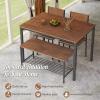 imageGiantex Dining Table Set for 4 43quot Kitchen Table and Chairs Dining Bench with Metal Frame ampamp Storage Rack 4Piece Modern Functional Desk Set for Dinette Small Space Apartment Restaurant BrownBrown