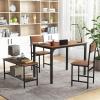 imageGiantex Dining Table Set for 4 43quot Kitchen Table and Chairs Dining Bench with Metal Frame ampamp Storage Rack 4Piece Modern Functional Desk Set for Dinette Small Space Apartment Restaurant BrownBrown