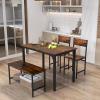 imageGiantex Dining Table Set for 4 43quot Kitchen Table and Chairs Dining Bench with Metal Frame ampamp Storage Rack 4Piece Modern Functional Desk Set for Dinette Small Space Apartment Restaurant BrownCoffee