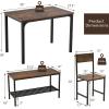 imageGiantex Dining Table Set for 4 43quot Kitchen Table and Chairs Dining Bench with Metal Frame ampamp Storage Rack 4Piece Modern Functional Desk Set for Dinette Small Space Apartment Restaurant BrownCoffee