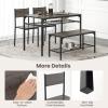 imageGiantex Dining Table Set for 4 43quot Kitchen Table and Chairs Dining Bench with Metal Frame ampamp Storage Rack 4Piece Modern Functional Desk Set for Dinette Small Space Apartment Restaurant BrownGrey