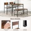 imageGiantex Dining Table Set for 4 43quot Kitchen Table and Chairs Dining Bench with Metal Frame ampamp Storage Rack 4Piece Modern Functional Desk Set for Dinette Small Space Apartment Restaurant BrownRustic Brown