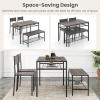 imageGiantex Dining Table Set for 4 43quot Kitchen Table and Chairs Dining Bench with Metal Frame ampamp Storage Rack 4Piece Modern Functional Desk Set for Dinette Small Space Apartment Restaurant BrownGrey
