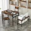 imageGiantex Dining Table Set for 4 43quot Kitchen Table and Chairs Dining Bench with Metal Frame ampamp Storage Rack 4Piece Modern Functional Desk Set for Dinette Small Space Apartment Restaurant BrownRustic Brown
