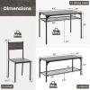 imageGiantex Dining Table Set for 4 43quot Kitchen Table and Chairs Dining Bench with Metal Frame ampamp Storage Rack 4Piece Modern Functional Desk Set for Dinette Small Space Apartment Restaurant BrownGrey