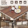 imageGiantex Dining Table Set for 4 43quot Kitchen Table and Chairs Dining Bench with Metal Frame ampamp Storage Rack 4Piece Modern Functional Desk Set for Dinette Small Space Apartment Restaurant BrownWalnut