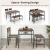 imageGiantex Dining Table Set for 4 43quot Kitchen Table and Chairs Dining Bench with Metal Frame ampamp Storage Rack 4Piece Modern Functional Desk Set for Dinette Small Space Apartment Restaurant BrownRustic Brown