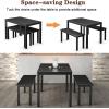 imageGiantex Dining Table with Bench Wooden 3 Pcs Kitchen Dining Room Furniture for 4 Modern Studio Collection Table Set with 2 Benches Dinette Set Kitchen Small Bench Table Set BlackBlack