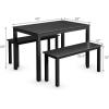 imageGiantex Dining Table with Bench Wooden 3 Pcs Kitchen Dining Room Furniture for 4 Modern Studio Collection Table Set with 2 Benches Dinette Set Kitchen Small Bench Table Set BlackBlack