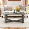 imageGiantex Farmhouse Wood Coffee Table Rectangle Center Table with XShaped Base ampamp Rubber Wood Frame Rustic Living Room Table for Reception Office Gray Oak