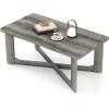 imageGiantex Farmhouse Wood Coffee Table Rectangle Center Table with XShaped Base ampamp Rubber Wood Frame Rustic Living Room Table for Reception Office Gray Oak