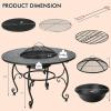 imageGiantex Fire Pit Table 4in1 Outdoor Dining Table 36 Inch Multifunctional Metal Round Patio Table Wood Burning Fire Pits with Cover Grill Grate Poker for Garden Poolside Backyard Fireplace