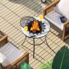 imageGiantex Fire Pit Table Outdoor Fire Pit with Mesh Cover Fire Poker Tile Tabletop Round Wood Burning Fire Table for Outside Patio Backyard Garden Camping 235 Inch Small Fire Pit