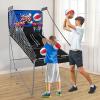 imageGiantex Foldable Basketball Arcade Game 8 Game Options Electronic Double Shot 2 Player w 4 Balls and LED Scoring System Indoor Basketball Game for Kids Adults Black ampamp SilverDark Blue
