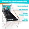 imageGiantex Foldable Basketball Arcade Game 8 Game Options Electronic Double Shot 2 Player w 4 Balls and LED Scoring System Indoor Basketball Game for Kids Adults Black ampamp SilverBlue