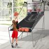 imageGiantex Foldable Basketball Arcade Game 8 Game Options Electronic Double Shot 2 Player w 4 Balls and LED Scoring System Indoor Basketball Game for Kids Adults Black ampamp SilverRedBlack