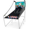 imageGiantex Foldable Basketball Arcade Game 8 Game Options Electronic Double Shot 2 Player w 4 Balls and LED Scoring System Indoor Basketball Game for Kids Adults Black ampamp SilverBlue