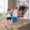 imageGiantex Foldable Basketball Arcade Game 8 Game Options Electronic Double Shot 2 Player w 4 Balls and LED Scoring System Indoor Basketball Game for Kids Adults Black ampamp SilverWhite