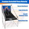 imageGiantex Foldable Basketball Arcade Game 8 Game Options Electronic Double Shot 2 Player w 4 Balls and LED Scoring System Indoor Basketball Game for Kids Adults Black ampamp SilverDark Blue