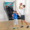 imageGiantex Foldable Basketball Arcade Game 8 Game Options Electronic Double Shot 2 Player w 4 Balls and LED Scoring System Indoor Basketball Game for Kids Adults Black ampamp SilverBlue