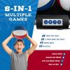 imageGiantex Foldable Basketball Arcade Game 8 Game Options Electronic Double Shot 2 Player w 4 Balls and LED Scoring System Indoor Basketball Game for Kids Adults Black ampamp SilverRedBlue