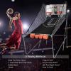 imageGiantex Foldable Basketball Arcade Game 8 Game Options Electronic Double Shot 2 Player w 4 Balls and LED Scoring System Indoor Basketball Game for Kids Adults Black ampamp SilverRedBlack