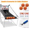 imageGiantex Foldable Basketball Arcade Game 8 Game Options Electronic Double Shot 2 Player w 4 Balls and LED Scoring System Indoor Basketball Game for Kids Adults Black ampamp SilverWhite