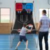 imageGiantex Foldable Basketball Arcade Game 8 Game Options Electronic Double Shot 2 Player w 4 Balls and LED Scoring System Indoor Basketball Game for Kids Adults Black ampamp SilverRedBlue