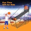 imageGiantex Foldable Electronic Arcade Basketball Game with Electronic Scorer Buzzer 3 Basketballs Pump Indoor Single Shot Basketball Game for Adults Kids