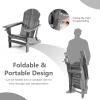 imageGiantex Folding Adirondack Chair HDPE Patio Chairs Fire Pit Lounge Chair WRetractable Ottoman ampamp Cup Holder Weatherproof Outdoor Adirondack Chairs for Porch Garden Backyard 1 GrayGrey