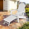 imageGiantex Folding Adirondack Chair HDPE Patio Chairs Fire Pit Lounge Chair WRetractable Ottoman ampamp Cup Holder Weatherproof Outdoor Adirondack Chairs for Porch Garden Backyard 1 GrayWhite