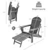 imageGiantex Folding Adirondack Chair HDPE Patio Chairs Fire Pit Lounge Chair WRetractable Ottoman ampamp Cup Holder Weatherproof Outdoor Adirondack Chairs for Porch Garden Backyard 1 GrayGrey