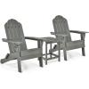 imageGiantex Folding Adirondack Chair Set HDPE Weather Resistant Fire Pit Chair Set with 18Inch Outdoor Side Table Cup Holder Lounge Set for Outside Deck Backyard Porch Poolside WhiteGrey