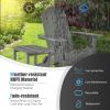 imageGiantex Folding Adirondack Chair Set HDPE Weather Resistant Fire Pit Chair Set with 18Inch Outdoor Side Table Cup Holder Lounge Set for Outside Deck Backyard Porch Poolside WhiteGrey