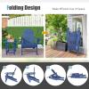 imageGiantex Folding Adirondack Chair Set HDPE Weather Resistant Fire Pit Chair Set with 18Inch Outdoor Side Table Cup Holder Lounge Set for Outside Deck Backyard Porch Poolside WhiteNavy