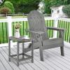 imageGiantex Folding Adirondack Chair Set HDPE Weather Resistant Fire Pit Chair Set with 18Inch Outdoor Side Table Cup Holder Lounge Set for Outside Deck Backyard Porch Poolside WhiteGrey