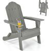 imageGiantex Folding Adirondack Chair Set HDPE Weather Resistant Fire Pit Chair Set with 18Inch Outdoor Side Table Cup Holder Lounge Set for Outside Deck Backyard Porch Poolside WhiteGrey