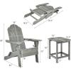 imageGiantex Folding Adirondack Chair Set HDPE Weather Resistant Fire Pit Chair Set with 18Inch Outdoor Side Table Cup Holder Lounge Set for Outside Deck Backyard Porch Poolside WhiteGrey