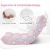 imageGiantex Folding Floor Chair with Back Support 14 Adjustable Position Padded Sleeper Bed Couch Recliner Gaming Floor Chairs for Adults Meditation Living Room GreyLight Pink