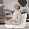 imageGiantex Folding Floor Chair with Back Support 14 Adjustable Position Padded Sleeper Bed Couch Recliner Gaming Floor Chairs for Adults Meditation Living Room GreyWhite