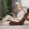 imageGiantex Folding Floor Chair with Back Support 14 Adjustable Position Padded Sleeper Bed Couch Recliner Gaming Floor Chairs for Adults Meditation Living Room GreyBrown