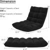 imageGiantex Folding Floor Chair with Back Support 14 Adjustable Position Padded Sleeper Bed Couch Recliner Gaming Floor Chairs for Adults Meditation Living Room GreyBlack