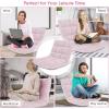 imageGiantex Folding Floor Chair with Back Support 14 Adjustable Position Padded Sleeper Bed Couch Recliner Gaming Floor Chairs for Adults Meditation Living Room GreyLight Pink