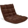 imageGiantex Folding Floor Chair with Back Support 14 Adjustable Position Padded Sleeper Bed Couch Recliner Gaming Floor Chairs for Adults Meditation Living Room GreyBrown